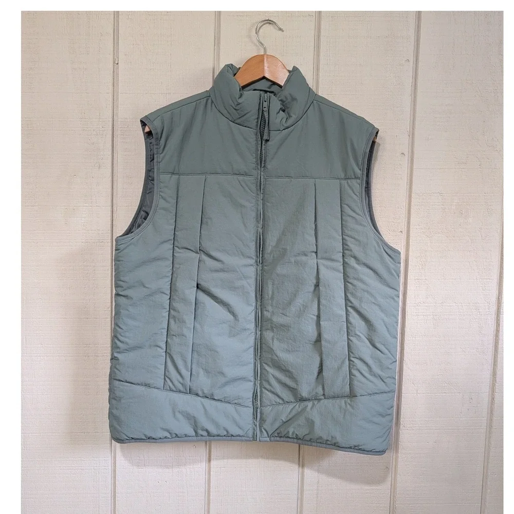 Banana Republic Mens Performance Vest Green Clay Quilted Full‎ Zip Puffer Large